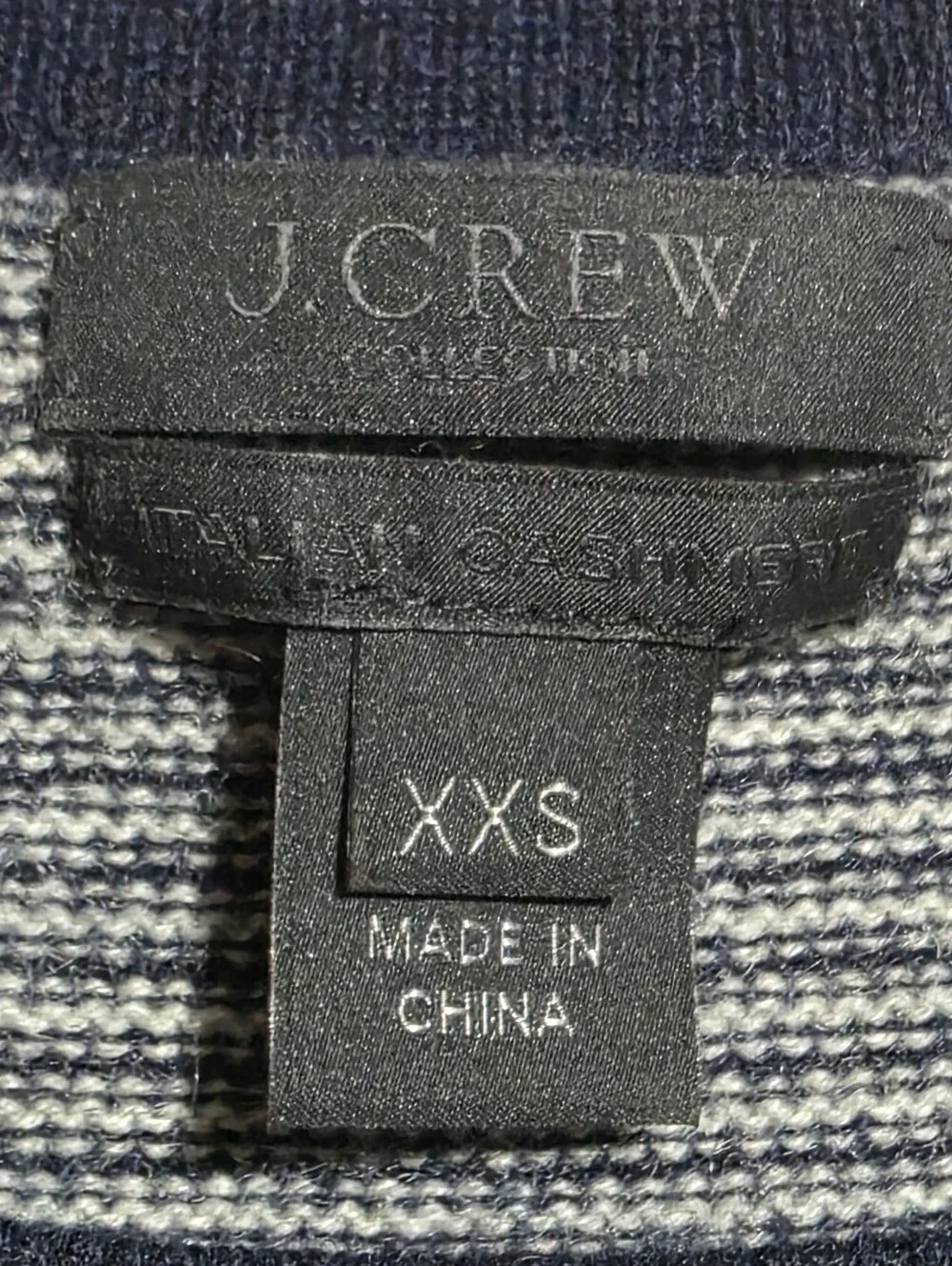 J CREW STRIPED ITALIAN CASHMERE CREW NECK SWEATER SZ XXS